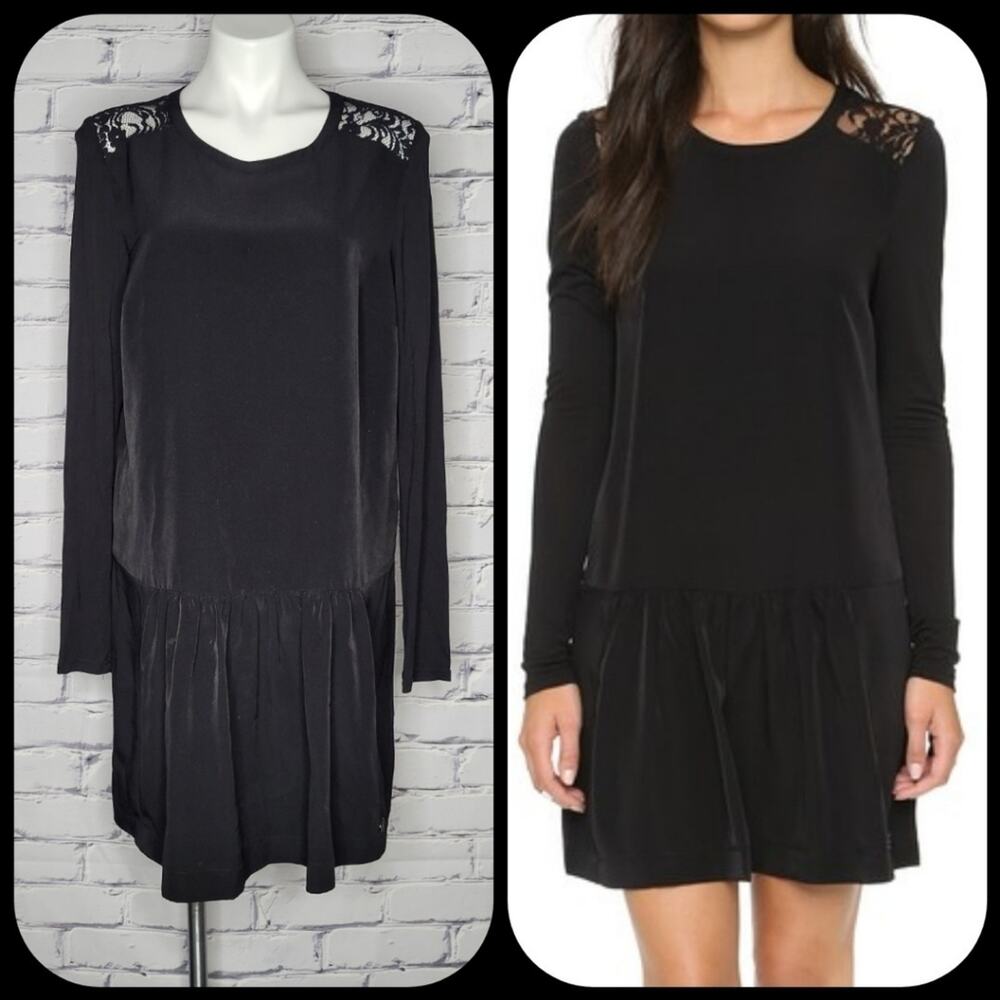 Maison Scotch Jolie Vagabonde Mixed Media Black Dress, size 4
